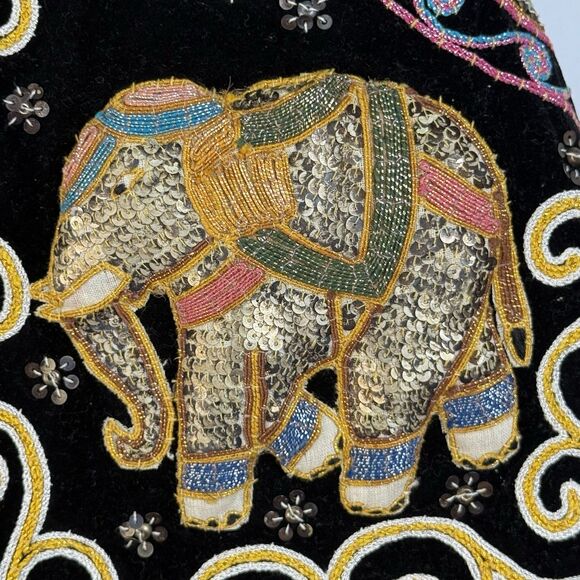 Vintage Carol Horn Workshop Embellished Velvet Elephant Appliqué Vest One Size - Picture 3 of 8